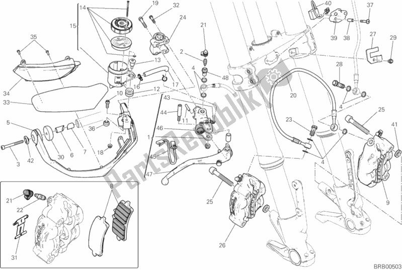 Tutte le parti per il Sistema Frenante Anteriore del Ducati Multistrada 1200 S Touring Brasil 2017